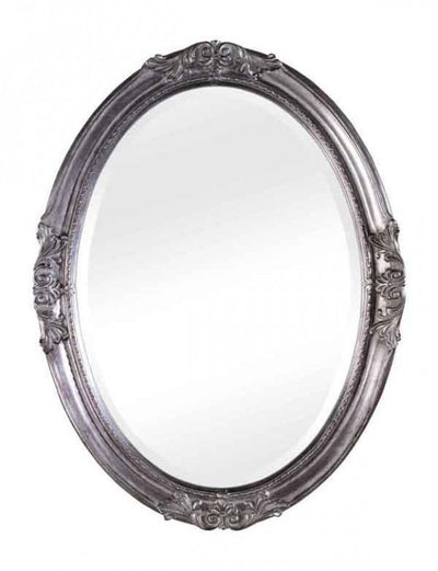 MOBILI 2G - Specchiera in foglia argento ovale- Misure: 62 x 82 x 5,5