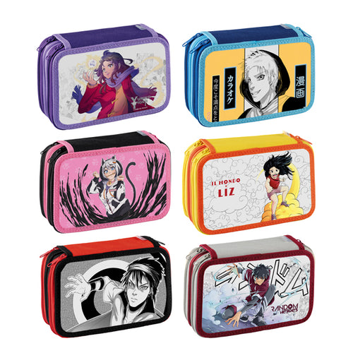Astuccio 3 Zip Manga 13X20X7,5Cm Fantasie Assortite Favorit