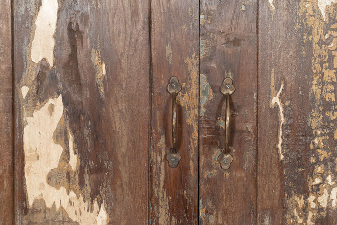 Biscottini Biscottini Finestra Antica Legno Teak Massello Grata Ferro 114x13x148 finestrina