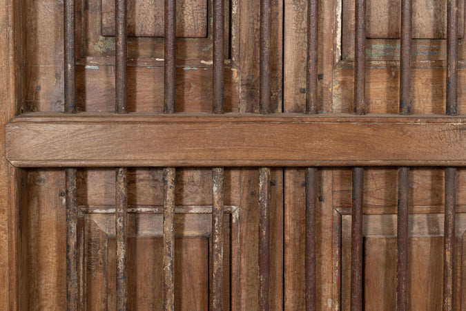 Biscottini Biscottini Finestra Antica Legno Teak Massello Grata Ferro 114x13x148 finestrina