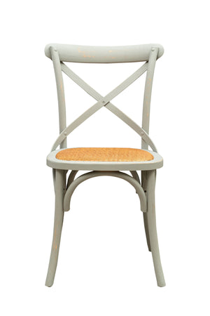 Biscottini Sedia Thonet in massello di frassino e seduta rattan finitura Grigio anticato L48xPR52xH88 cm