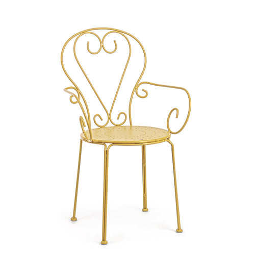 Poltrona Etienne colorata in acciaio verniciato a polvere per giardino e bar finitura opaca