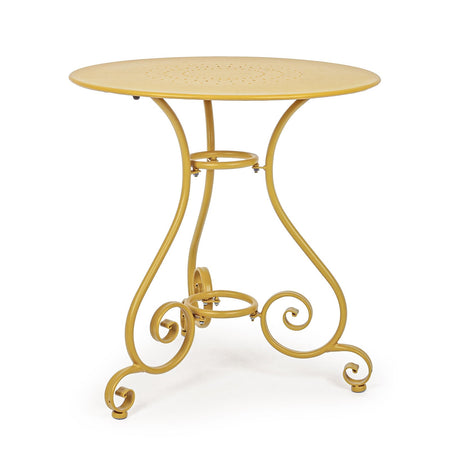 Set "Etienne" Tavolino tondo con poltrone colorate in acciaio verniciato a polvere per giardino e bar finitura opaca