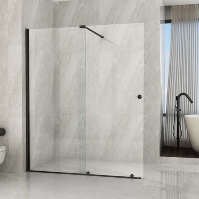 Parete Doccia Walkin anta scorrevole Trasparente 8mm profili neri H195 Slide Black