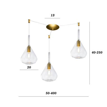 Lampadario classico Top Light KONA 1177 OS S3 S TR E27 LED vetro trasparente lampada soffitto