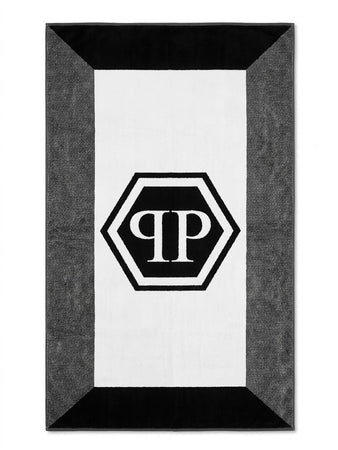Telo Mare Philipp Plein Nero in Spugna di Cotone con Logo