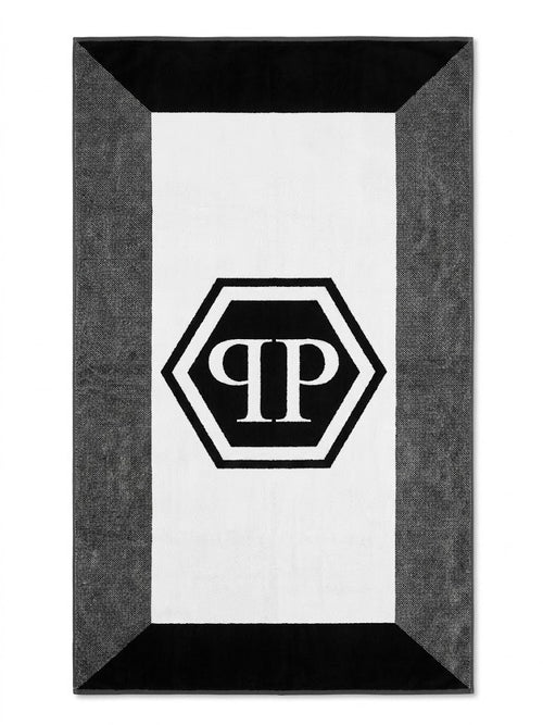 Telo Mare Philipp Plein Nero in Spugna di Cotone con Logo