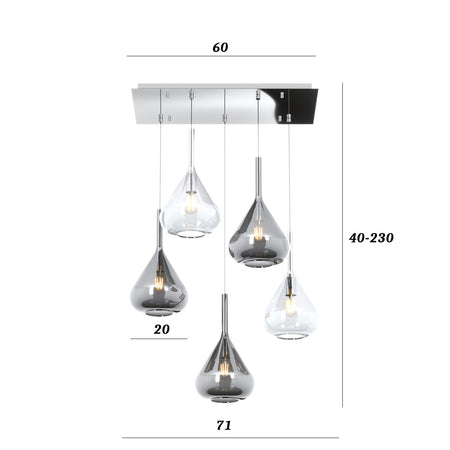 Lampadario Top Light KONA 1177 CR S5 R TF E27 LED lampada soffitto moderna
