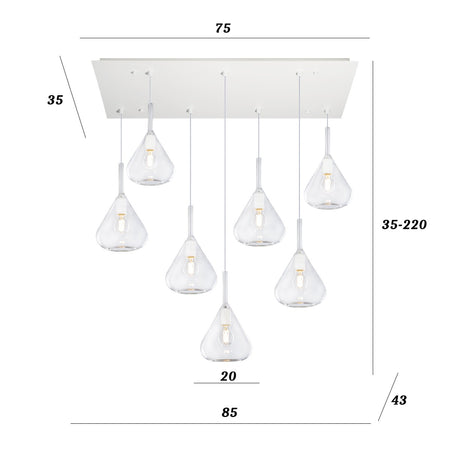 Lampadario Top Light KONA 1177 BI S7 R TR E27 LED lampada soffitto moderna