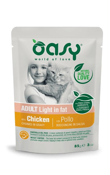 Oasy Adult Light in Fat Bocconcini in Salsa Gatti Pollo Busta 85gr