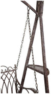 Biscottini Dondolo a due posti in ferro battuto finitura ruggine anticata L198xPR100xH220 cm