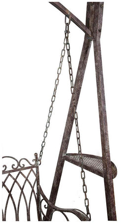 Biscottini Dondolo a due posti in ferro battuto finitura ruggine anticata L198xPR100xH220 cm
