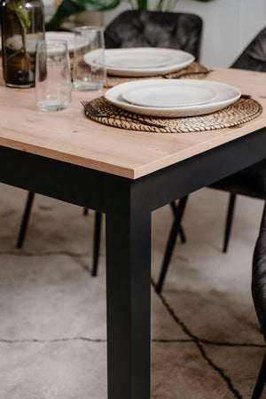 tavolo da pranzo cucina allungabile in legno moderno soggiorno 6 posti nero e marrone chiaro 4E12253,132,166H