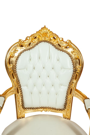 Biscottini Biscottini Poltrona Luigi XVI intagliata a mano foglia oro 60x60x107 - Stile