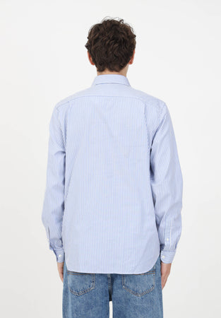 Lacoste Camicie Riga celeste da uomo