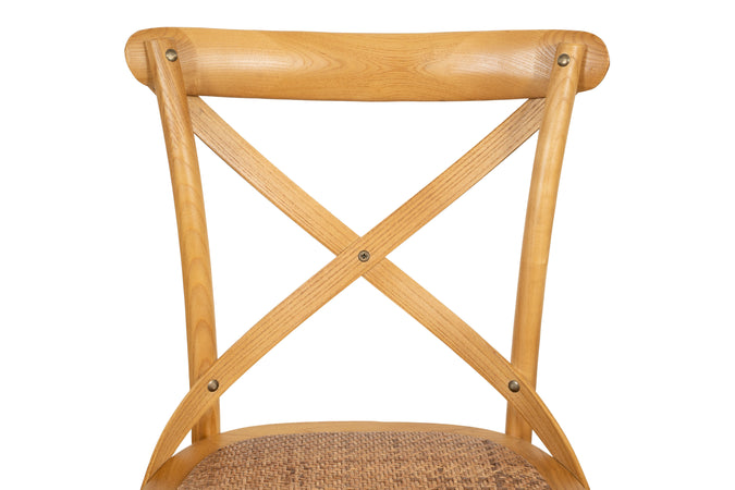 Biscottini Sedia Thonet in massello di frassino e seduta rattan finitura rovere 46x42x86 cm