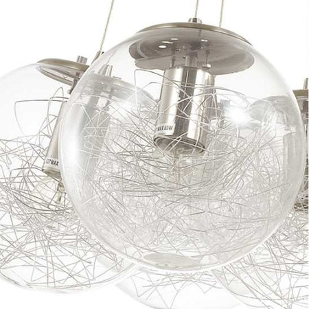 Lampadario moderno Ideal Lux MAPA SAT SP7 176000 176062 E27 LED vetro alluminio sospensione
