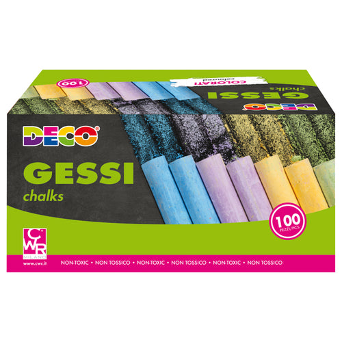 Scatola 100 Gessetti Tondi 10X81Mm Colori Assortiti Deco