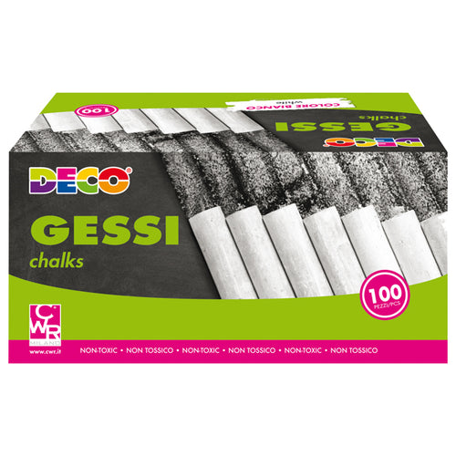 Scatola 100 Gessetti Tondi 10X81Mm Bianchi Deco