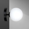 Applique 1 Luce Kalf In Acciaio Nero A Bracci E Sfera In Vetro Opalino