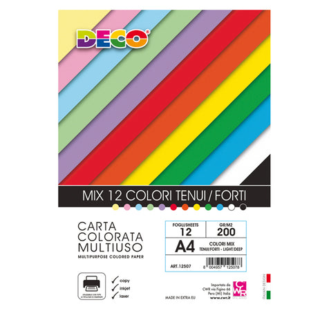 Busta 12Fg Deco Carta 200Gr A4 Colori Assortiti Deco