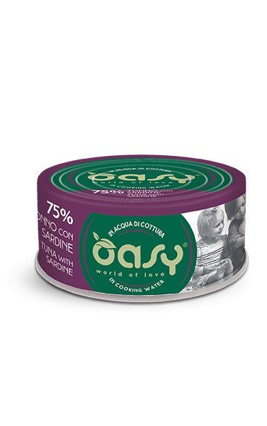 Oasy Adult Gatti More Love Tonno con Sardine in Acqua di Cottura Scatoletta 70gr