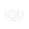 Applique 1 Luce Kalf In Acciaio Bianco A Bracci E Sfera In Vetro Opalino