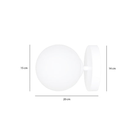 Applique 1 Luce Kalf In Acciaio Bianco A Bracci E Sfera In Vetro Opalino