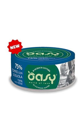 Oasy Adult Gatti More Love Tonno con Sogliola in Acqua di Cottura Scatoletta 70gr