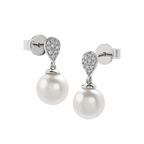 GIORGIO VISCONTI ORECCHINI IN ORO BIANCO , DIAMANTI E PERLE