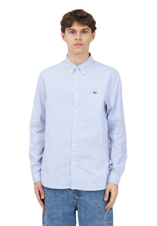 Lacoste Camicie Riga celeste da uomo