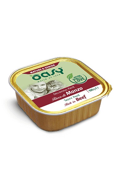 Oasy Mature e Senior Gatti Delizioso Paté Manzo Vaschetta 100gr