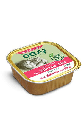Oasy Adult Sterilized Gatti Delizioso Paté Salmone e Riso Vaschetta 100gr