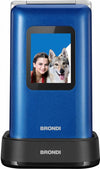 telefono gsm brondi amico prezioso blu clamshell dual sim quadri band  display 2.8 flip attivo e base di ricarica