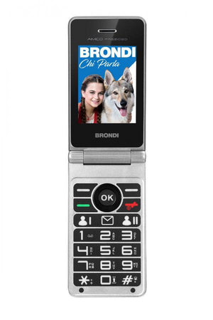 telefono gsm brondi amico prezioso nero clamshell dual sim  quadri band color display 2.8 flip attivo ebase di ricarica