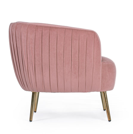 Poltrona "Linsay" in velluto Rosa arredamento per salotto moderno h 74 cm