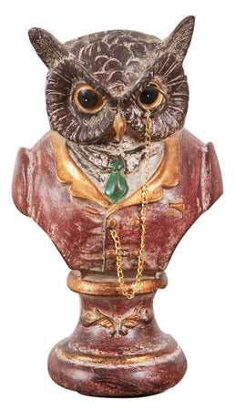 Biscottini Statuetta Biscottini Busto Gufo Design Resina Dipinta Arredo Casa Ufficio