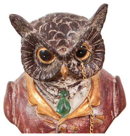 Biscottini Statuetta Biscottini Busto Gufo Design Resina Dipinta Arredo Casa Ufficio