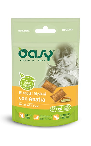 Oasy Adult Gatti Biscotti Ripieni Anatra 60gr