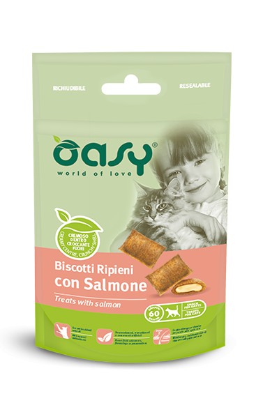 Oasy Adult Gatti Biscotti Ripieni Salmone 60gr