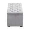 Cassapanca Portaoggetti Multiuso con 2 Sgabello Pouf in Velluto, Grigio Perla panca baule ingresso camera da letto elegante imbottita grande tessuto negozio F833-160GYA
