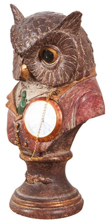 Biscottini Statuetta Gufo Orologio Biscottini Resina Dipinta 10x10x18 Busto Arredo Casa