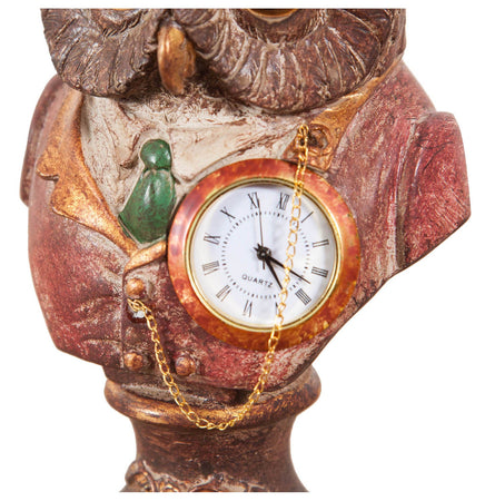 Biscottini Gufo con orologio in resina dipinta L10xPR10xH18 cm Statuetta raffigurante busto