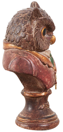 Biscottini Statuetta Gufo Orologio Biscottini Resina Dipinta 10x10x18 Busto Arredo Casa