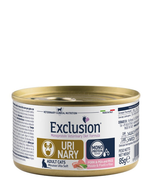 Exclusion Urinary Gatti Adulti Maiale Riso e Piselli 85 gr