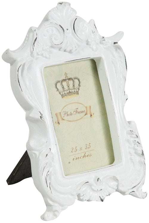 Biscottini Biscottini Portafoto appoggio resina bianca anticata 10,5x2x15 per foto 6,5x9