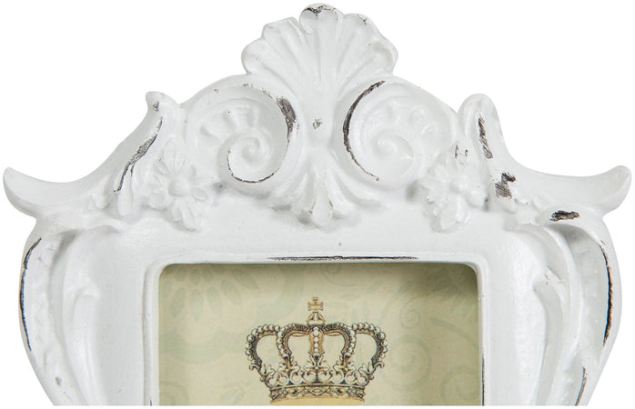 Biscottini Biscottini Portafoto appoggio resina bianca anticata 10,5x2x15 per foto 6,5x9