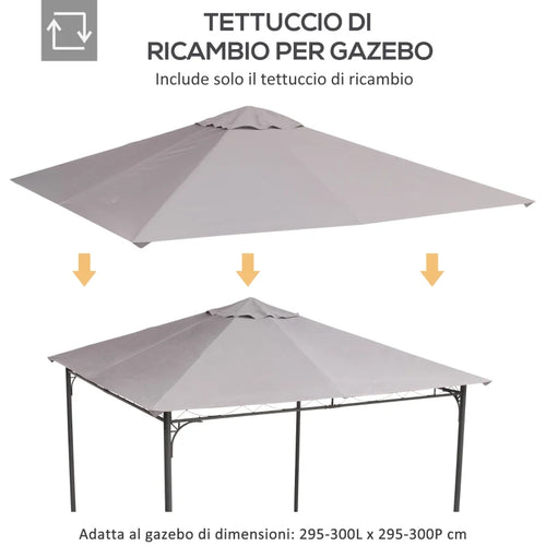 Copertura Ricambio Gazebo 3x3 MT  Telo Sostitutivo in Poliestere Beige