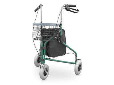 Deambulatore pieghevole con 3 ruote cestello e zaino