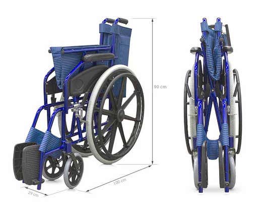 Sedia a rotelle pieghevole in alluminio, larghezza seduta 46 cm